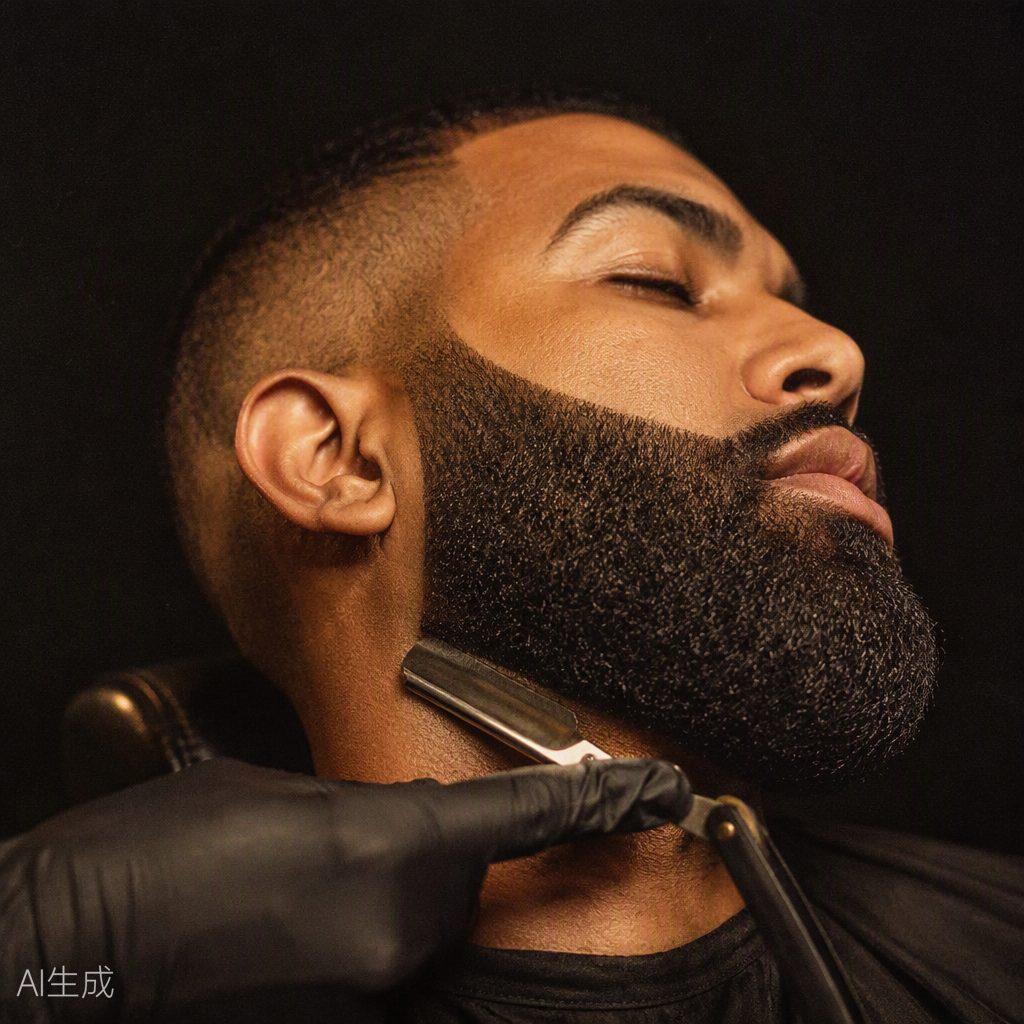 Beard sculpt with razor line-up