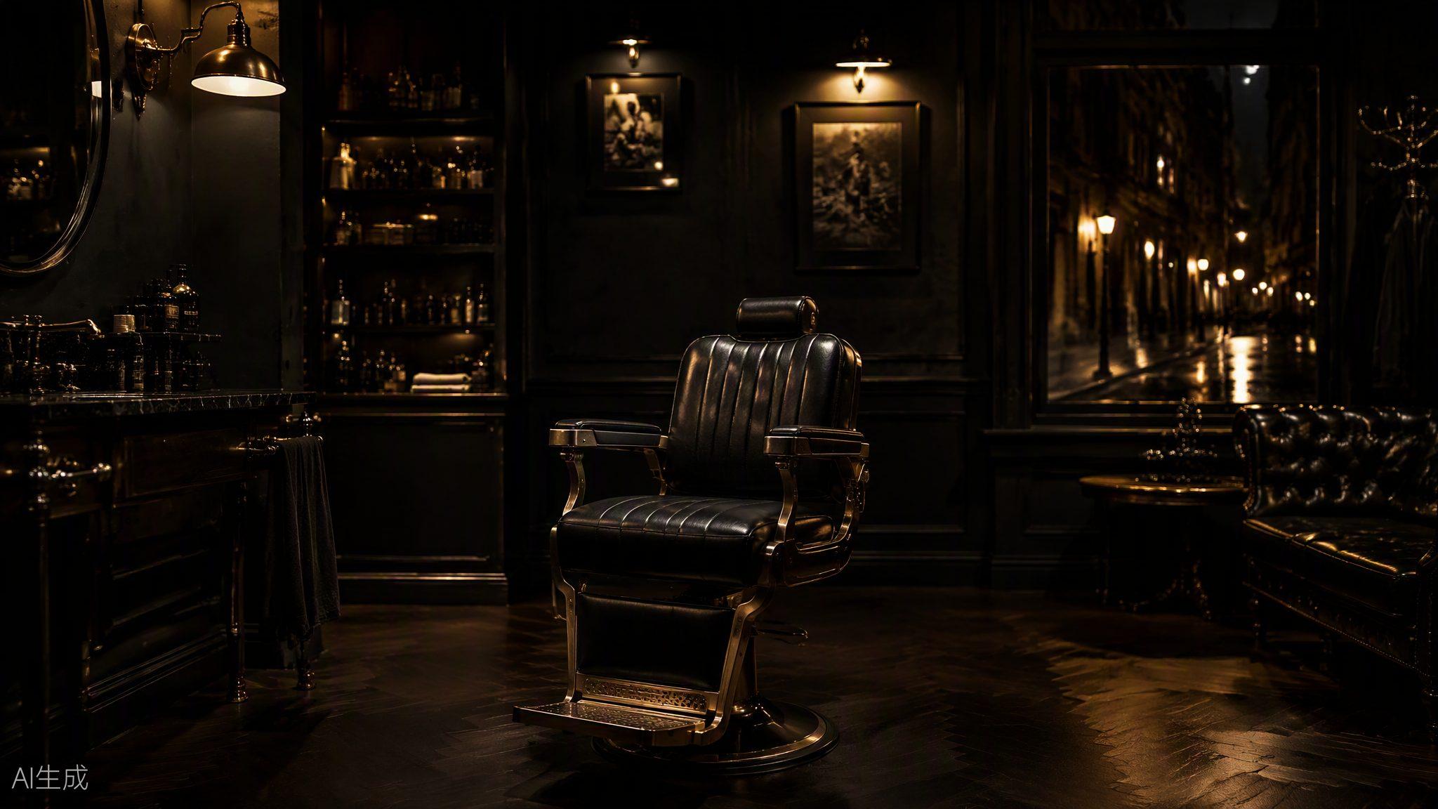 Inside Troy The Barber's studio — a barber chair in warm, low light