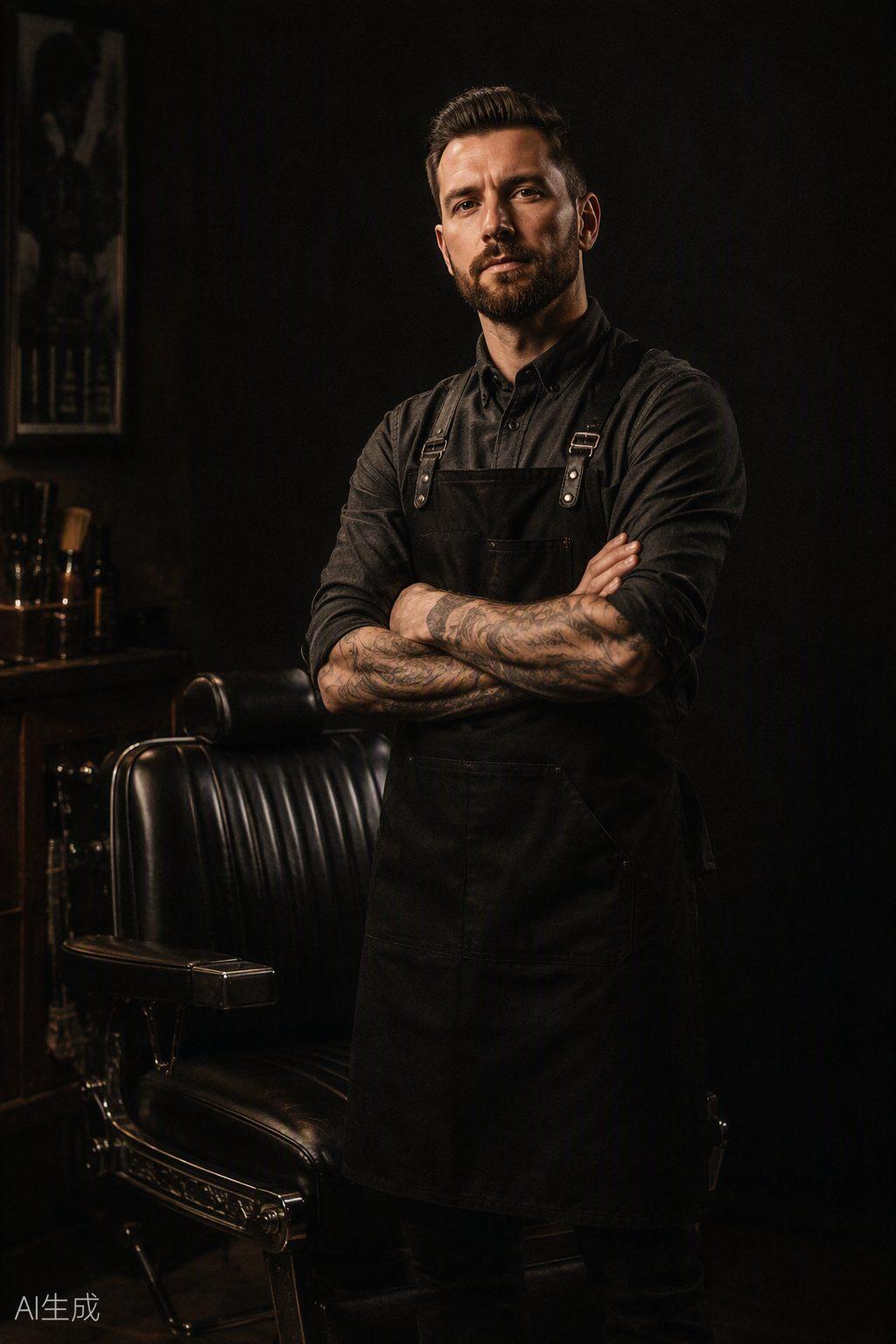Troy, barber and founder, standing beside his chair